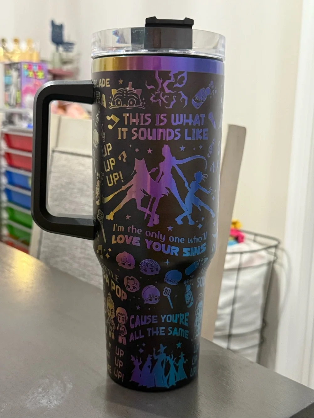 KPOP Demon Hunters Iridescent 40oz Tumbler – Laser Engraved Stainless Steel New